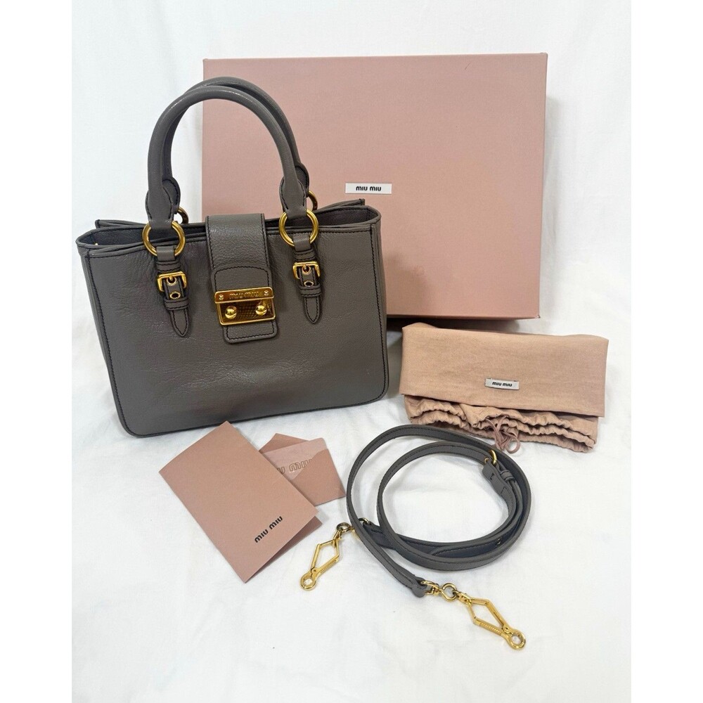 Authentic Miu Miu Madras Gray Medium Satchel Top Handle